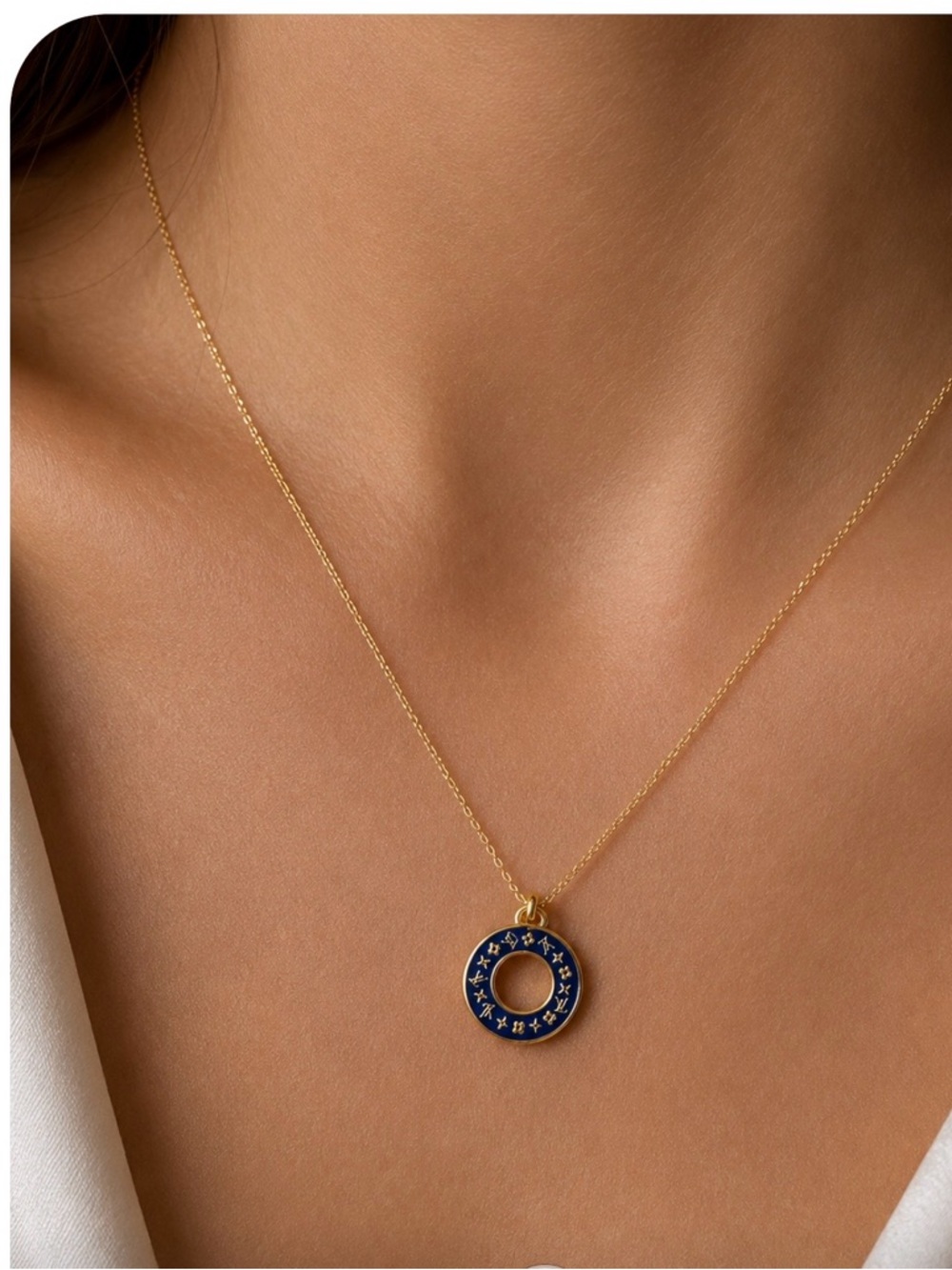 💙 LV 💙 Elegant Blue and Gold Designer Inspired Pendant